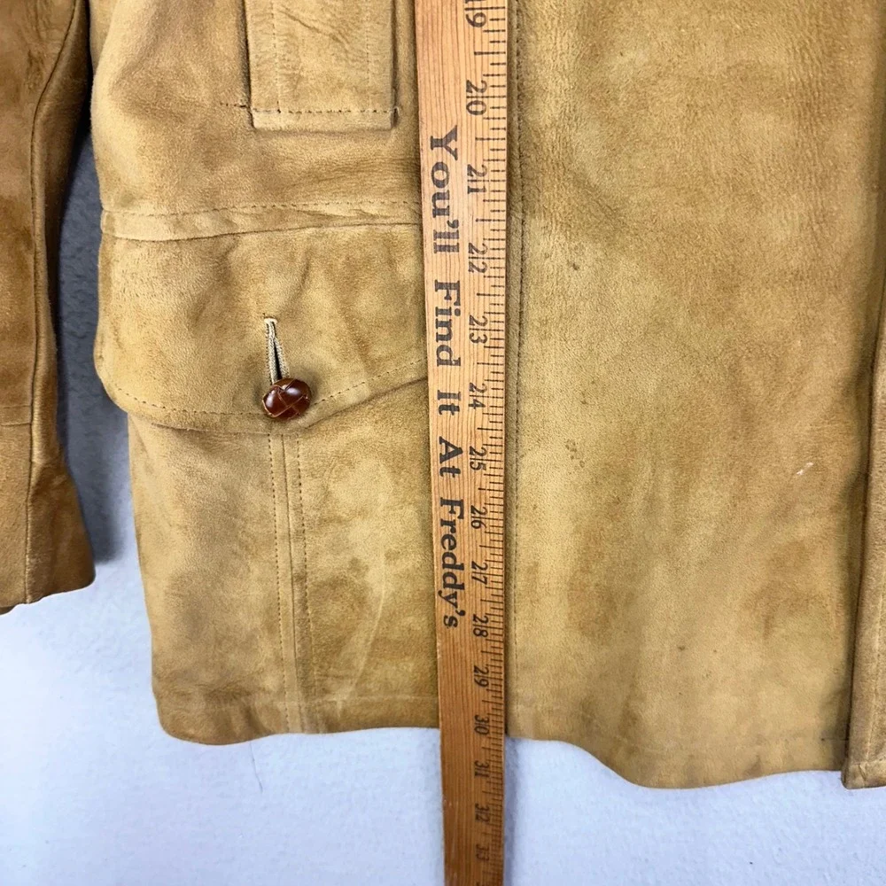 Vintage Pennys Suede Blazer‎ Jacket Tan Western Retro 3-Button 60s 70s Mens 44
